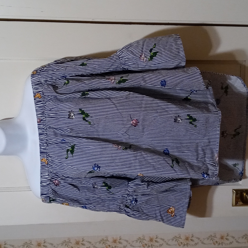 Off the Shoulder High Low Floral and Striped Top Truly 4 You